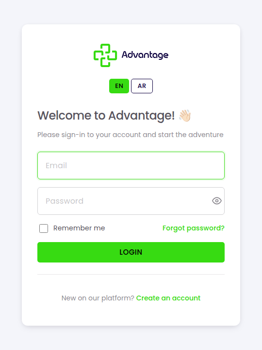 Login screen