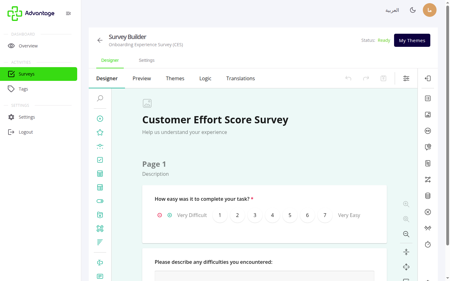 Survey design and themes